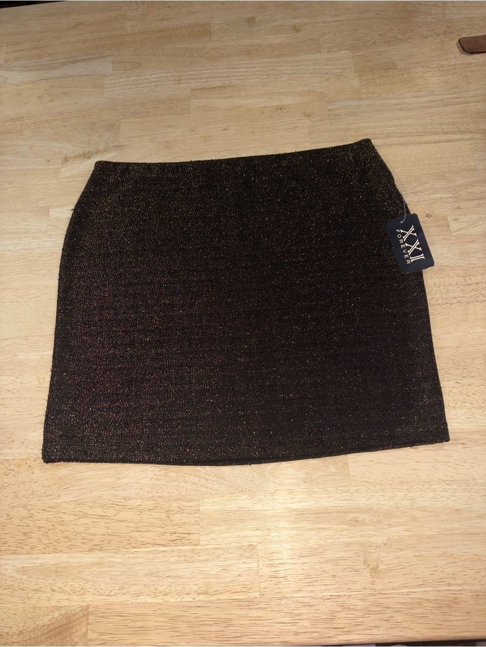 Forever 21 Gold Metallic Mini Skirt - Shimmery Black-Gold